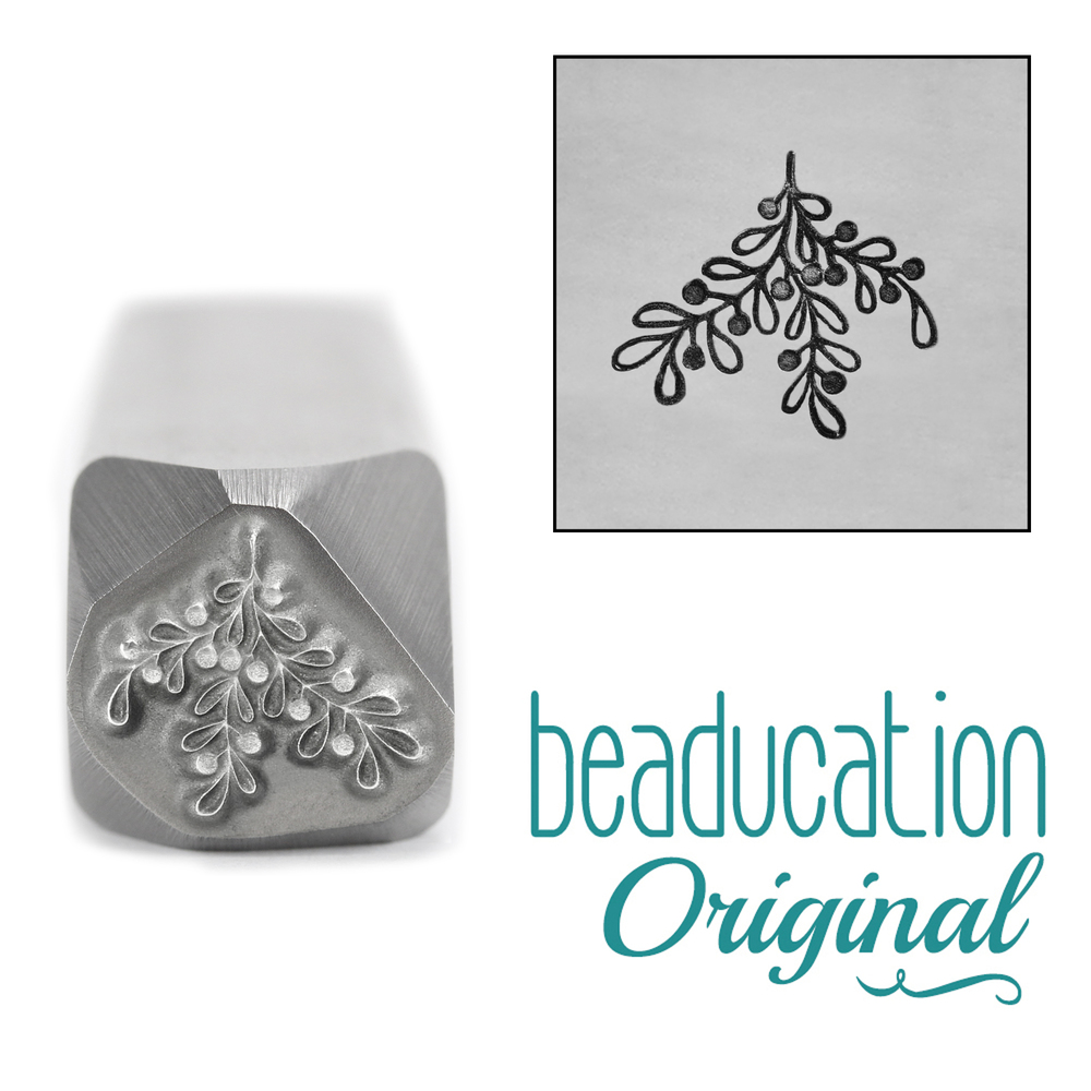 Metal Stamping Tools Berry Branch / Mistletoe Metal Design Stamp, 10mm - Beaducation Original